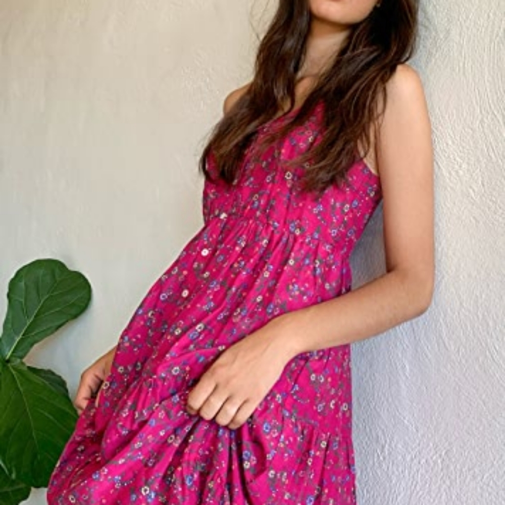 Xirena Sophie Button Down Floral Tiered Midi Dress